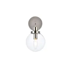 Hanson 1 light bath sconce in polished nickel with clear shade