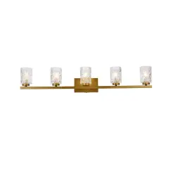 Cassie 5 lights bath sconce in brass with clear shade