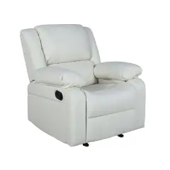 Emma and Oliver Recliner with Bustle Back and Padded Arms Cream Faux Leather