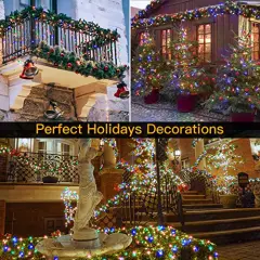 Christmas Lights Outdoor String Lights Plug in 400Led/132ft with Remote Extra Long Waterproof Multi-Colored Timer 8 Lighting Modes for Thanksgiving Xmas Holidays Indoor Outdoor Decorations