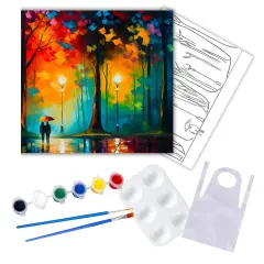"Autumn Love" DIY Canvas Art Kit, Adult Beginner, Acrylic Paint Size 11x14 inch