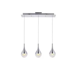 Amherst Collection LED 3-light chandelier 24in x 4in x 9in chrome finish