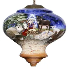 Playing for Jesus Drummer Boy Hand Painted Glass Hanging Ornament