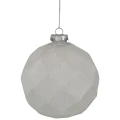 Northlight Glittered Christmas Glass Ball Ornaments - 3.75" (95mm) - White - 4ct