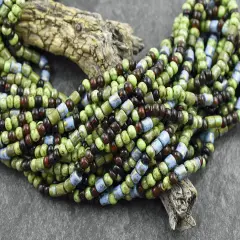 6/0 Aged Demeter Tube Picasso Mix Seed Beads (21" Strand)