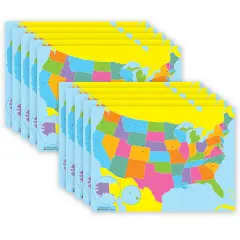Smart Poly&reg; PosterMat Pals&trade; Space Savers, 13" x 9-1/2", US Map, Pack of 10