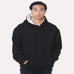 Bayside&reg; Super Heavy Thermal Lined Hooded Sweatshirt Black/ Cream