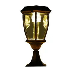 Pair Outdoor Solar Powered LED Pillar Post Light Rear Light Garden Lantern Decor