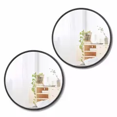 2PCS 18" Durable Round Mirror Indoor Bathroom Bedroom Home Livingroom Decorative