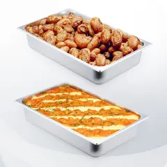 WILPREP 4 Pack Steam Table Pans Full Size 4" Deep w Cover Stainless Steel Buffet