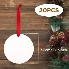 20 Pieces Blank Sublimation Pendants, Customized MDF Blank Disc Round Halloween Christmas Ornaments DIY Decoration Supplies