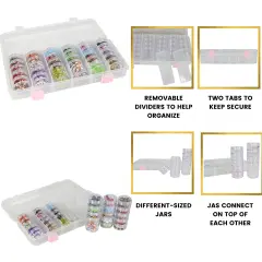 Large Plastic Bead Storage Organizer Box, 28 Jars - Containers for Beads & Supplies - Organizers for Craft, Art, Painting - Plastic Container Case for Organization