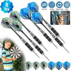 2 Sets(6Pcs) of Steel Tip Darts 22g Professional Dart Set Aluminium Dart Flights