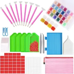 127 Pieces 5D Diamonds Painting Tools and Accessories Kits with Multiple Sizes Painting Pens,Diamond Painting Storage,Tray,Wax for Diamond Painting Art (127 Pieces)