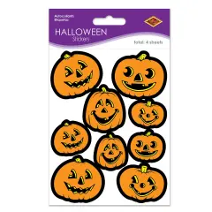 Beistle - Jack-O-Lantern Stickers - 4&frac34;" x 7&frac12;" - 12 Pack