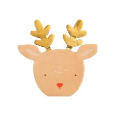 Rudolph Reindeer Shaped Paper Napkins with Gold Foil Accents - 18 Pack