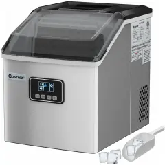 Costway Stainless Steel Ice Maker Machine Countertop 48Lbs/24H Self-Clean with LCD Display