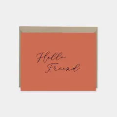 Hello Friend Card, Terracotta, Colorful