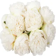 10Heads Artificial Peony Silk Flowers for Home, Wedding, and Party Decor White