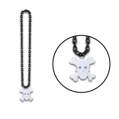 Beistle - Chain Beads with Skull & Crossbones Medal - 36" - 12 Pack