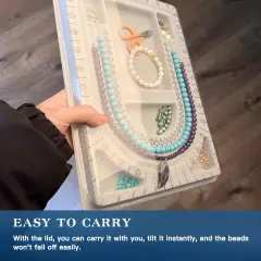 The Bead Board with Clear Cover,Grey Flocked,6 Recessed Compartments,3 U-Shaped Channels,Design Boards for Jewelry Bracelet Necklace Making DIY