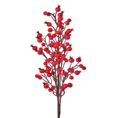 23" Waterproof Mini Crabapple Spray &ndash; Red Christmas Decoration