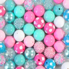 20mm Hot Pink and Turquoise acrylic bubblegum bead mix