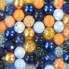 20mm Navy and Mustard acrylic bubblegum bead mix