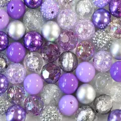 20mm Purple and Silver acrylic bubblegum bead mix