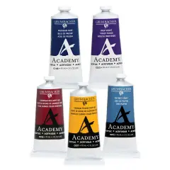 Grumbacher Academy Professional Acrylic Paint Set of 5 - 90ml Deep Colors - Artist Grade Acrylic Paint Set with Premium Pigments, Semi-Gloss Sheen, ASTM Lightfast Rating 1
