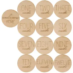 Baby Monthly Milestone Wooden Circles, Set of 13 Photo Props | Woodpeckers