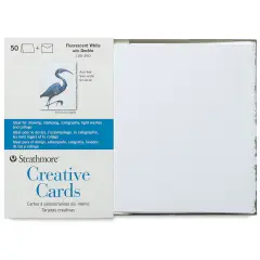 Strathmore Creative Cards and Envelopes - Full Size, Fluorescent White with Deckle, Pkg of 50