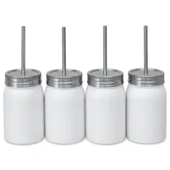 Craft Express Sublimation Printing Stainless Steel Mason Tumbler - 17 oz, White, Set of 4