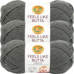 (3 Pack) Lion Brand Yarn Feels Like Butta Yarn, Charcoal