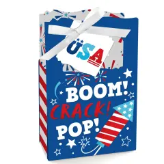Big Dot of Happiness Firecracker 4th of July - Red, White and Royal Blue Party Favor Boxes - Set of 12