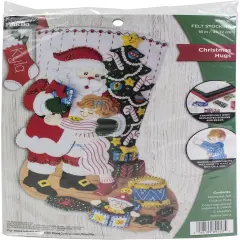 Bucilla Felt Stocking Applique Kit 18" Long-Christmas Hugs