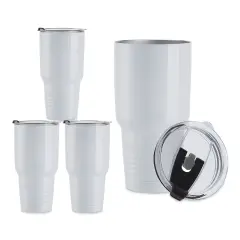 Craft Express Sublimation Printing Stainless Steel Travel Tumblers - 30 oz, White, Set of 4
