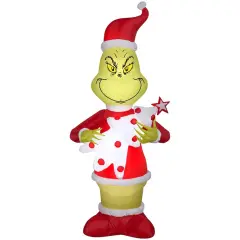6.5' Gemmy Airblown Inflatable Christmas Dr. Seuss Grinch Holding White Christmas Tree 119363