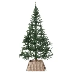 Foldable Christmas Tree Skirt Collar Basket, Ring Base Stand Cover, Rattan Plastic Gray