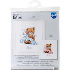 Vervaco Counted Cross Stitch Kit 6.75"X7"-Bear With Blanket On Aida