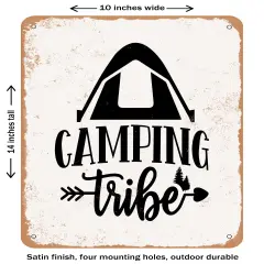 DECORATIVE METAL SIGN - Camping Tribe- Vintage Rusty Look