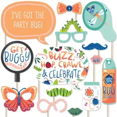 Big Dot of Happiness Buggin' Out - Bugs Birthday Party Photo Booth Props Kit - 20 Count