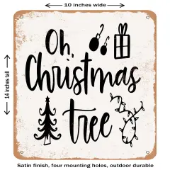 DECORATIVE METAL SIGN - Oh Christmas Tree - Vintage Rusty Look