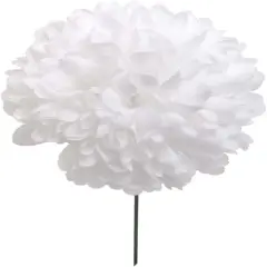 8-Inch White Football Mum Stem Pick - 5-Inch Bloom, Artificial Flower, Home & Event Decor - Perfect for Bouquets, Centerpieces, Year-Round Elegance, Floral Home by Artificial Flowers