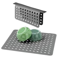 mDesign Kitchen In-Sink Protector 2-Piece Set - 1 Sink Saddle, 1 Sink Mat