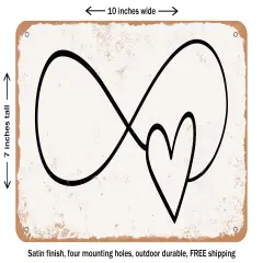 DECORATIVE METAL SIGN - Infinity Heart - Vintage Rusty Look
