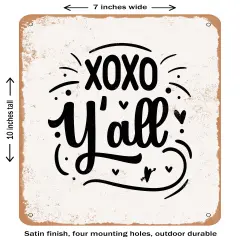 DECORATIVE METAL SIGN - Xoxo Y'all - 3 - Vintage Rusty Look
