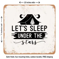 DECORATIVE METAL SIGN - Lets Sleep Under the Stars - 3 - Vintage Rusty Look