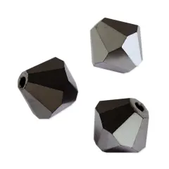 Preciosa Crystal Bicone Bead 4mm Jet Hematite 2X (Package of 50)