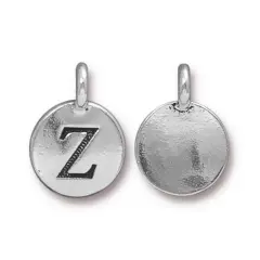 Alphabet Charm with Loop"Z" Silver Plated